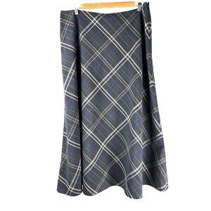 90's East 5Th Black & Blue Plaid A-Line Skirt Women's Size 16